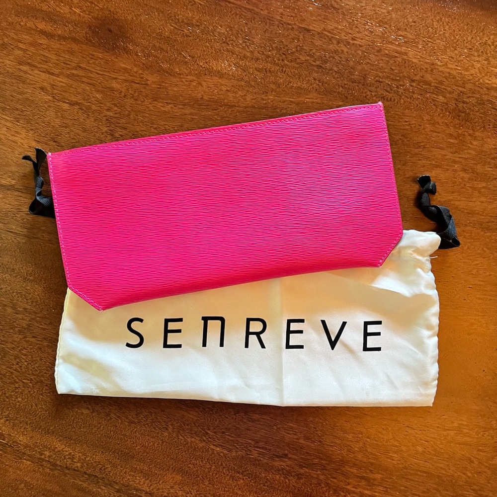 Senreve Hot Pink Textured Leather Clutch